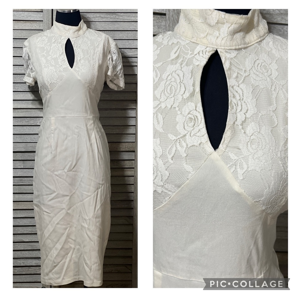 Lace Vintage Style Womens Bodycon MIDI Party Formal Evening Dress